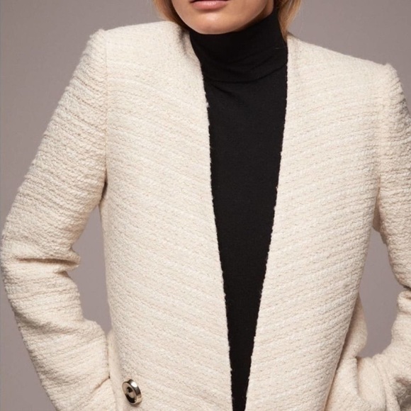 Zara textured double breast frock coat cream nwt - Picture 3 of 9